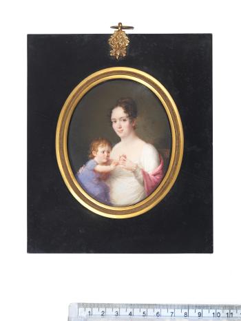 Antonie Conradine Sophie Juliane Dorothea von Linstow (née Wernich) (1791-1863) and her child by 
																	Frederik Christian Camradt