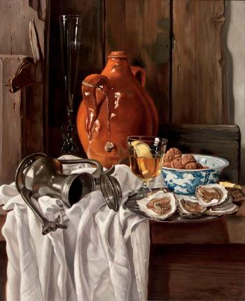 Still life with oysters by 
																	Jan Nagtegaal
