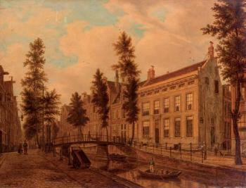 View of unidentified canal houses by 
																	August Wynantsz