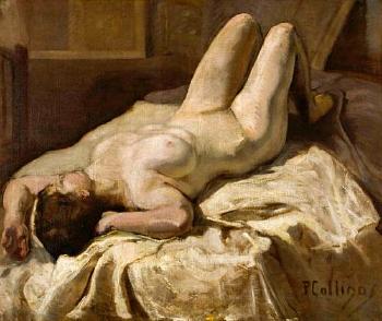 Reclining nude by 
																	Pavlos Calligas