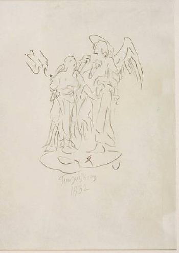 Composition with angels (recto); Two figures (verso) by 
																	Giannoulis Halepas