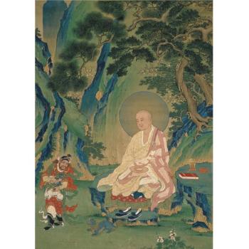 A rare and highly important imperial painting on silk depicting the Lohan Chudapanthaka China by 
																	 Yongle Period