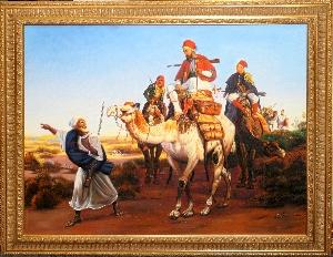 Arab warriors on camel by 
																	Qais Al-Sindy