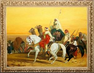 Arab warrios on camels and horses by 
																	Qais Al-Sindy