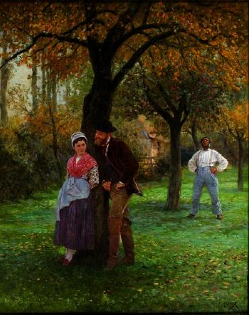 Couple dans un sous-bois  by 
																	Edmond Adolphe Rudaux