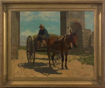 A boy on a donkey cart by 
																	John W Ehninger
