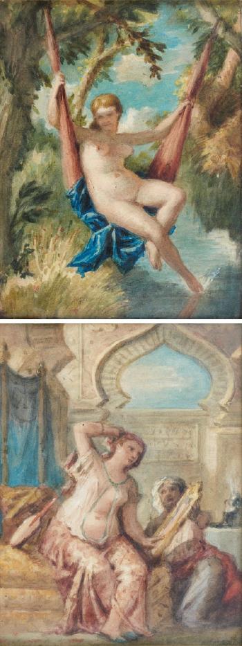 Femme nue se balancant.  Scene de Harem   by 
																	Celestin Francois Nanteuil