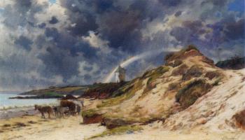 Beach Scene by 
																	Louis-Adrien Jourdeuil