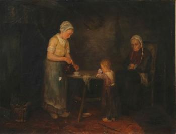 A Peasant Family Taking Tea by 
																	Simon Duiker