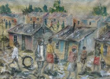 Figures in a Township by 
																	Enoch Tshabalala
