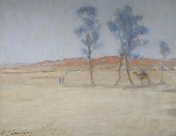 Desert scene with Arabs and camels by an encampment by 
																	William James Laidlay