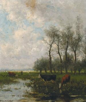 Koeien bij de drinkplaats by 
																	Jan Vrolyk