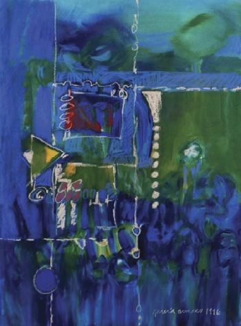 Abstracto azul y verde by 
																	Cecilia Garcia Amaro