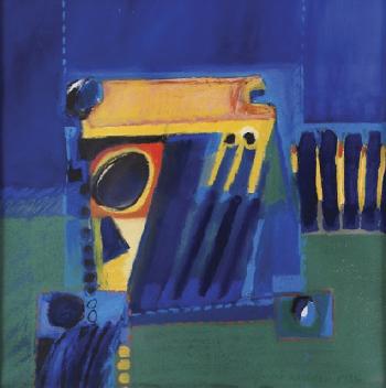Abstracto azul y amarillo by 
																	Cecilia Garcia Amaro