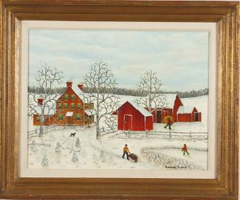 Winter Chores, winter farm scene by 
																	Erwin J Neusch