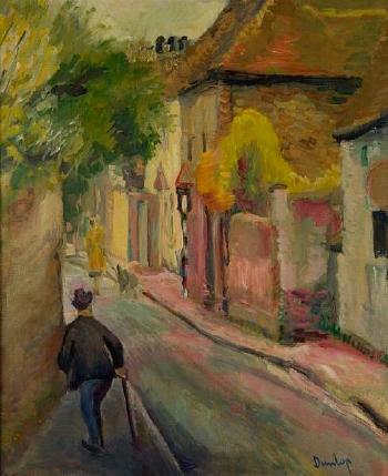 Street scene with figures by 
																	Ronald Ossory Dunlop