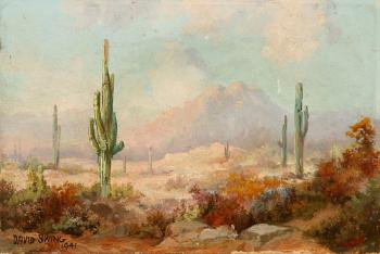 Desert landscape with cacti by 
																	David Carrick Swing