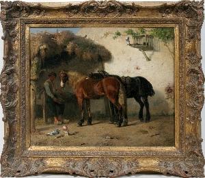 Horses in stable by 
																	Hendrik van Ingen