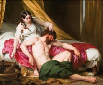Dalila coupant les cheveux de Samson by 
																	Anton van Ysendyck