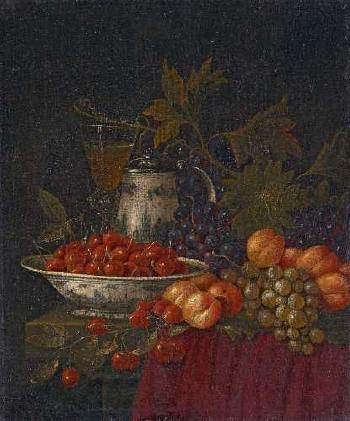 Fruchtestillleben mit Schale, Krug und Glas by 
																	Johannes Hannot