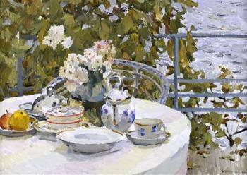 Still life on the terrace by 
																	Victor G Puzyrkov