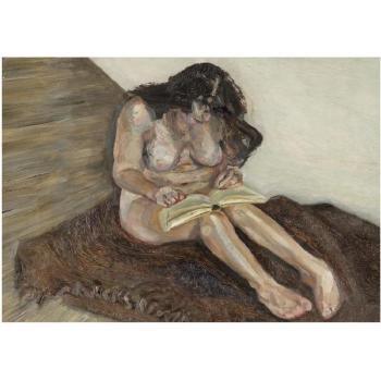 Annie reading by 
																	Lucian Freud
