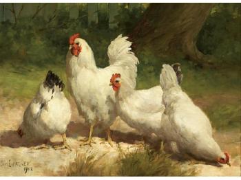 Four chickens by 
																	Paul E Harney