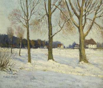 Winterliche Landschaft mit schloss Dachau by 
																	August Kallert