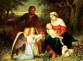 The Holy Family with adoring angels by 
																	Wilhelm Immenkamp