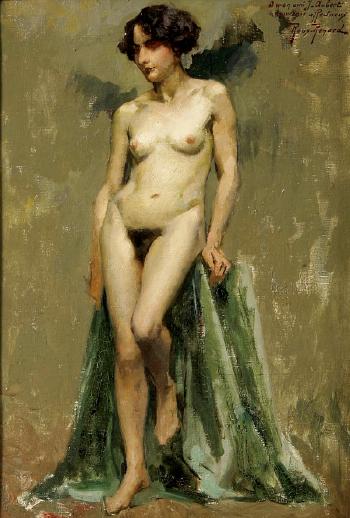 Standing female nude by 
																	Antonin Marius Auguste Roux-Renard
