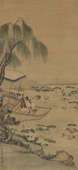 Scholar beside Lotus Pond by 
																	 Xu Ying