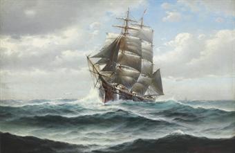 Fishing Schooner out of Gloucester by 
																	Theodor Victor Carl Valenkamph