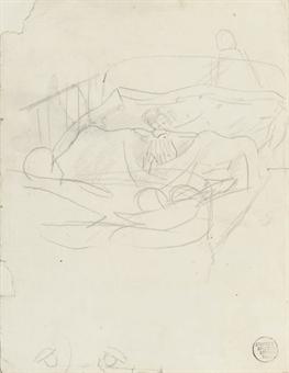 Study for 'Going to Bed'. Figure studies by 
																	Stanley Spencer