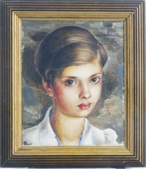 Portrait of a young girl by 
																	Constantin Alajalov