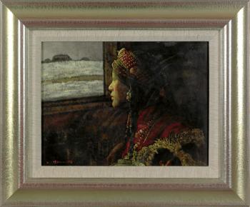 Portrait of a woman seated before a window by 
																	 Zheng Zhiyue