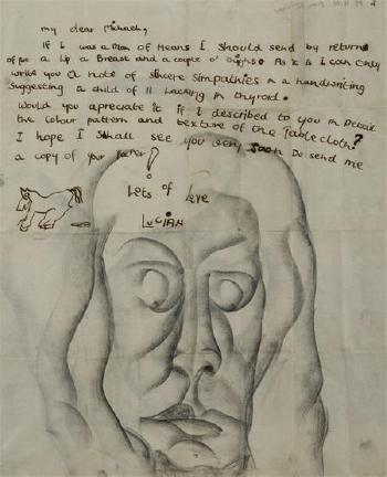 Study of a Head by 
																	Lucian Freud