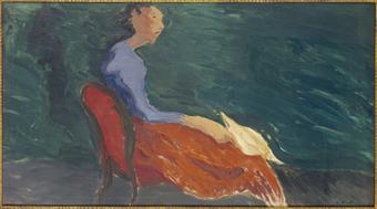 Girl in a red chair. A companion painting by 
																	Herbert Katzman