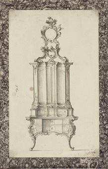 Three designs for elaborate secretaires by 
																	Franz Xaver Habermann