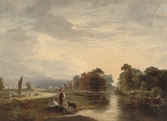 Lazy days on the river bank at Eton by 
																	William Ingalton