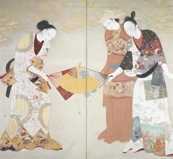 Ogi tori (Fan-tossing) by 
																	Goro Kamenaga