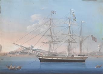 The British Barque Champion in the Bay of Naples by 
																	Michele Funno