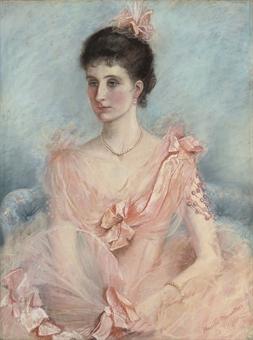 Portrait of a lady, half-length, in an evening dress, purported to be Caroline Clifford by 
																	Blanche Macarthur