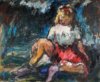 Jeune fille assise by 
																	Albert Vagh