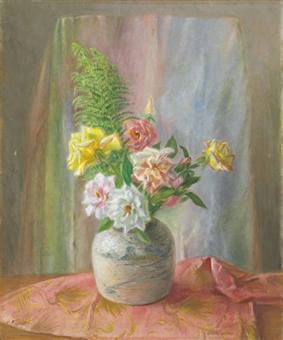 Roses in a Ginger Jar by 
																	Dorothy Ochtman