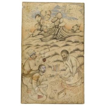 Three Dervishes Conversing In A Landscape by 
																	Muhammad Qasim