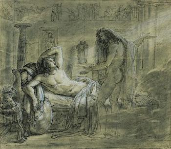 Le songe d'Enée (recto). Figure d'homme avec un drapé (verso) by 
																	Joseph Ferdinand Lancrenon