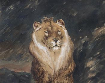 Étude de lion by 
																	Auguste Andre Lancon