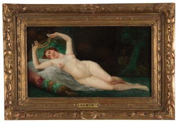 Reclining nude with necklace by 
																	Georges Far-si