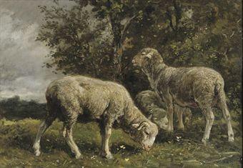 Moutons sous un arbre: sheep under a tree by 
																	Charles Jacquemot