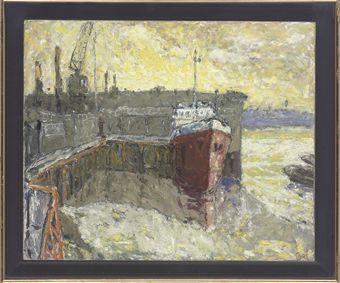 Greenwich dock; and Low tide, Greenwich by 
																	Tom Fairs